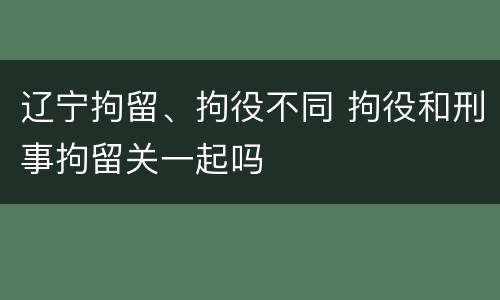 辽宁拘留、拘役不同 拘役和刑事拘留关一起吗