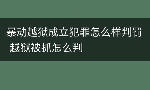 暴动越狱成立犯罪怎么样判罚 越狱被抓怎么判