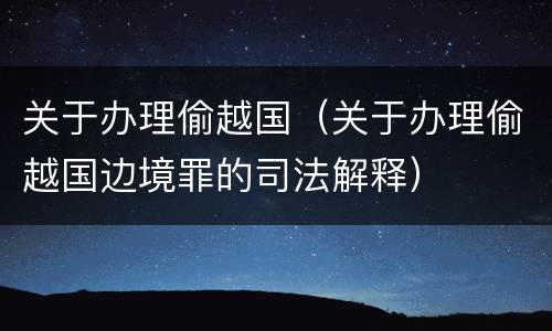 关于办理偷越国（关于办理偷越国边境罪的司法解释）