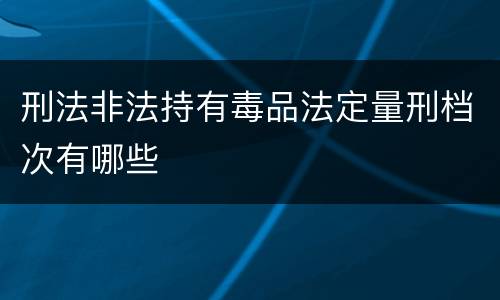 刑法非法持有毒品法定量刑档次有哪些