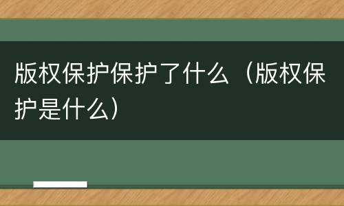 版权保护保护了什么（版权保护是什么）
