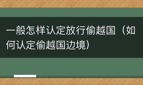 一般怎样认定放行偷越国(如何认定偷越国边境)