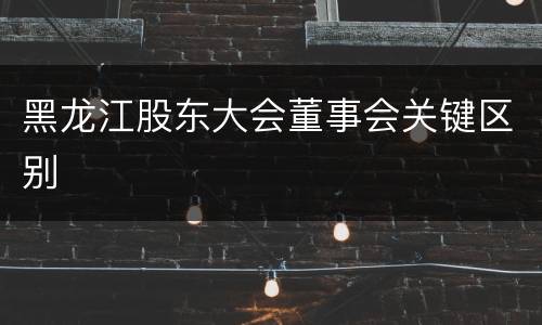 黑龙江股东大会董事会关键区别