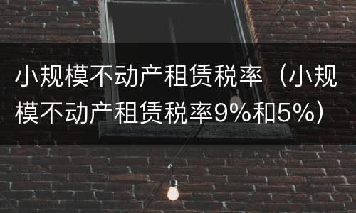 小规模不动产租赁税率（小规模不动产租赁税率9%和5%）