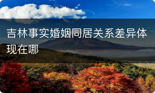 吉林事实婚姻同居关系差异体现在哪