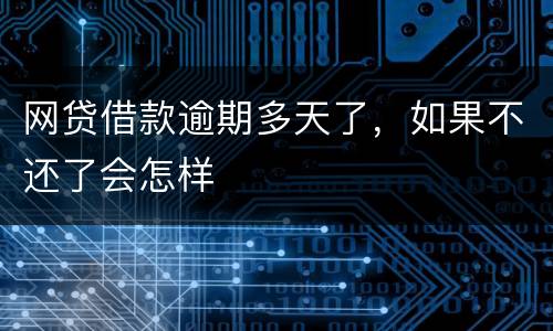 网贷借款逾期多天了，如果不还了会怎样
