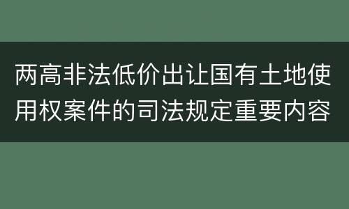 两高非法低价出让国有土地使用权案件的司法规定重要内容都有哪些