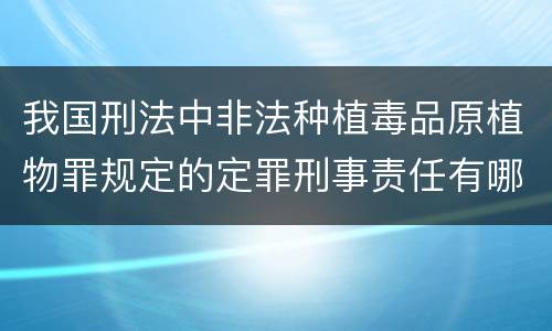 我国刑法中非法种植毒品原植物罪规定的定罪刑事责任有哪些