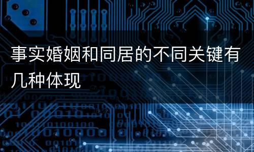 事实婚姻和同居的不同关键有几种体现