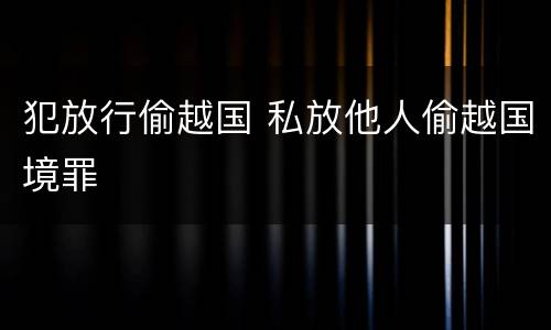 犯放行偷越国 私放他人偷越国境罪