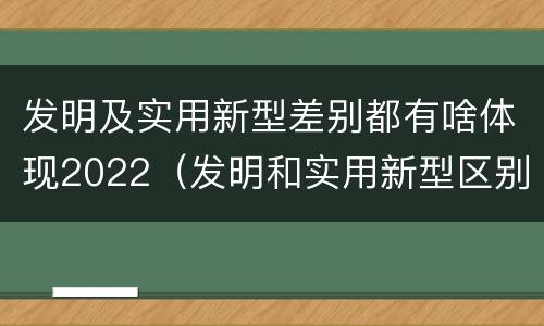 发明及实用新型差别都有啥体现2022（发明和实用新型区别）