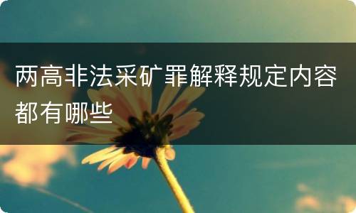 两高非法采矿罪解释规定内容都有哪些