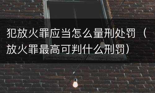 犯放火罪应当怎么量刑处罚（放火罪最高可判什么刑罚）