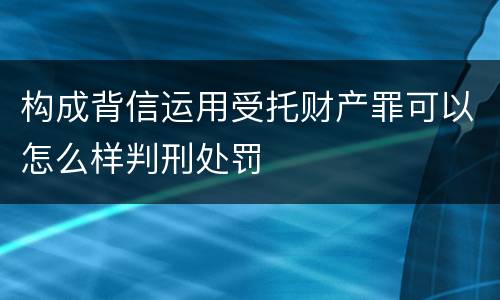 构成背信运用受托财产罪可以怎么样判刑处罚