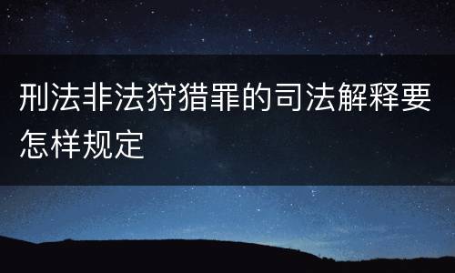 刑法非法狩猎罪的司法解释要怎样规定