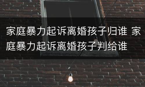 家庭暴力起诉离婚孩子归谁 家庭暴力起诉离婚孩子判给谁