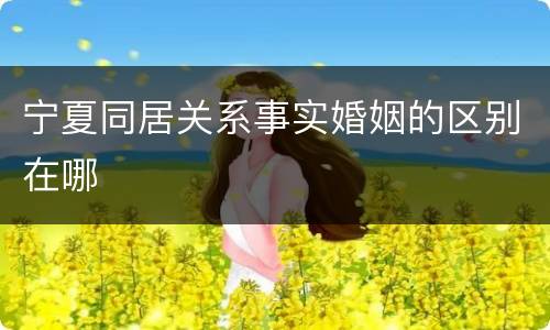 宁夏同居关系事实婚姻的区别在哪
