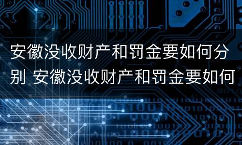 安徽没收财产和罚金要如何分别 安徽没收财产和罚金要如何分别处理