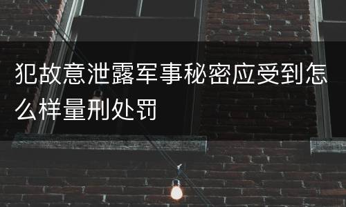 犯故意泄露军事秘密应受到怎么样量刑处罚