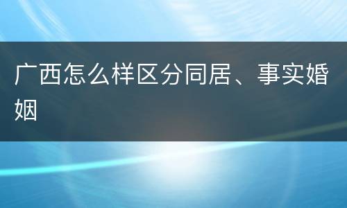 广西怎么样区分同居、事实婚姻