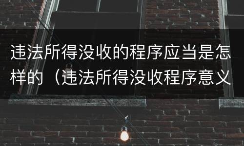 违法所得没收的程序应当是怎样的（违法所得没收程序意义）