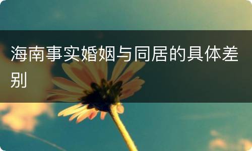 海南事实婚姻与同居的具体差别