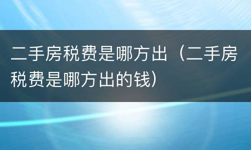 二手房税费是哪方出（二手房税费是哪方出的钱）