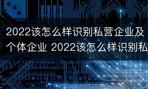 2022该怎么样识别私营企业及个体企业 2022该怎么样识别私营企业及个体企业呢