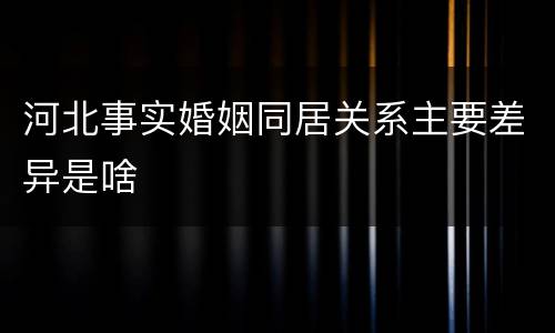 河北事实婚姻同居关系主要差异是啥