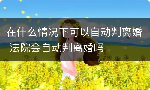在什么情况下可以自动判离婚 法院会自动判离婚吗