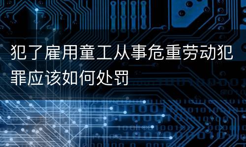 犯了雇用童工从事危重劳动犯罪应该如何处罚