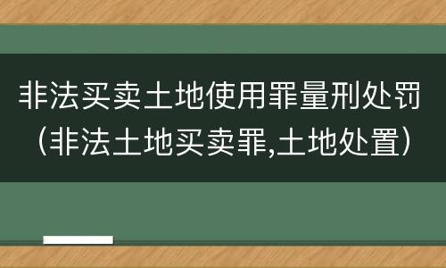非法买卖土地使用罪量刑处罚（非法土地买卖罪,土地处置）
