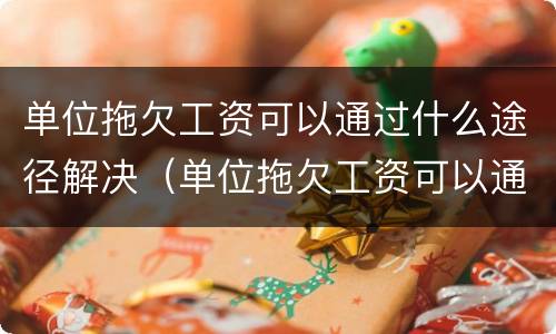 单位拖欠工资可以通过什么途径解决（单位拖欠工资可以通过什么途径解决呢）