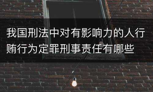 我国刑法中对有影响力的人行贿行为定罪刑事责任有哪些