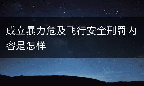 成立暴力危及飞行安全刑罚内容是怎样