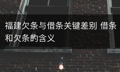 福建欠条与借条关键差别 借条和欠条的含义