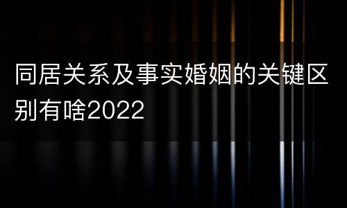 同居关系及事实婚姻的关键区别有啥2022