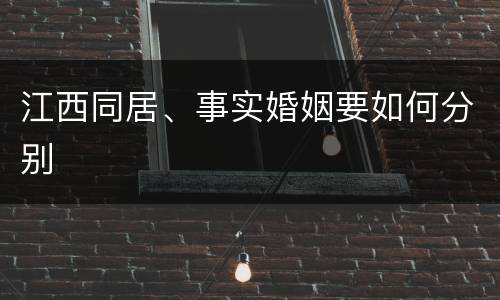 江西同居、事实婚姻要如何分别