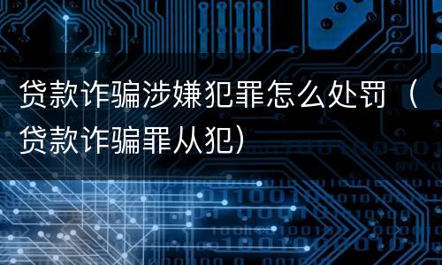 贷款诈骗涉嫌犯罪怎么处罚（贷款诈骗罪从犯）