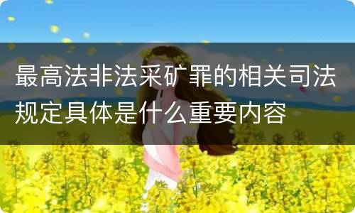 最高法非法采矿罪的相关司法规定具体是什么重要内容