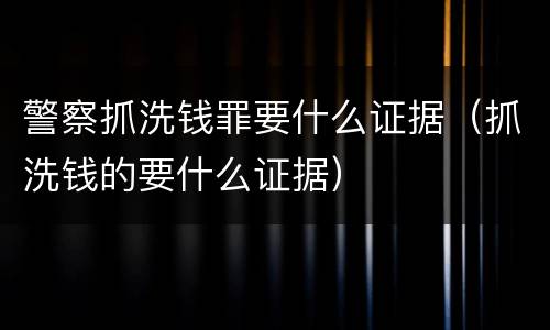警察抓洗钱罪要什么证据（抓洗钱的要什么证据）