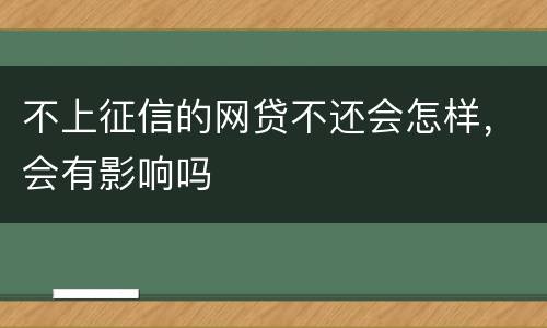 不上征信的网贷不还会怎样，会有影响吗