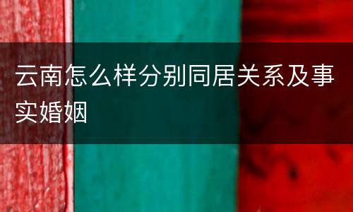 云南怎么样分别同居关系及事实婚姻