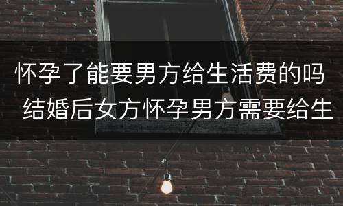 怀孕了能要男方给生活费的吗 结婚后女方怀孕男方需要给生活费吗