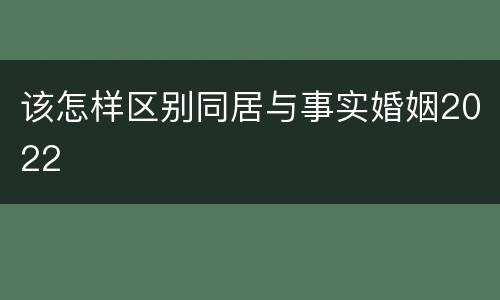 该怎样区别同居与事实婚姻2022