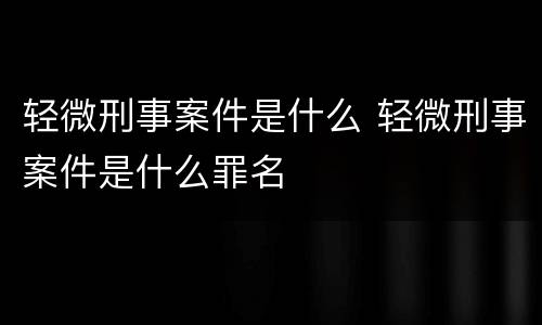 轻微刑事案件是什么 轻微刑事案件是什么罪名