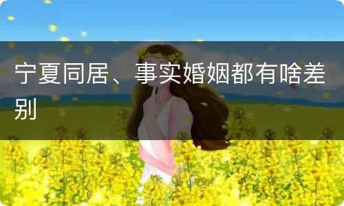 宁夏同居、事实婚姻都有啥差别