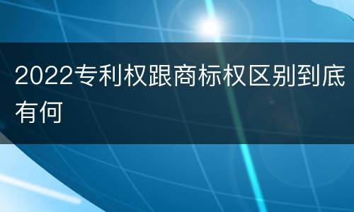 2022专利权跟商标权区别到底有何
