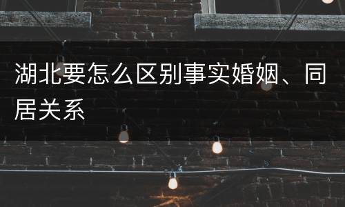 湖北要怎么区别事实婚姻、同居关系