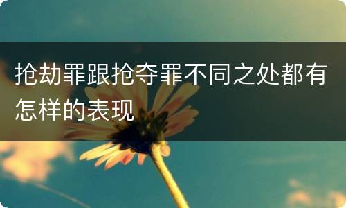 抢劫罪跟抢夺罪不同之处都有怎样的表现
